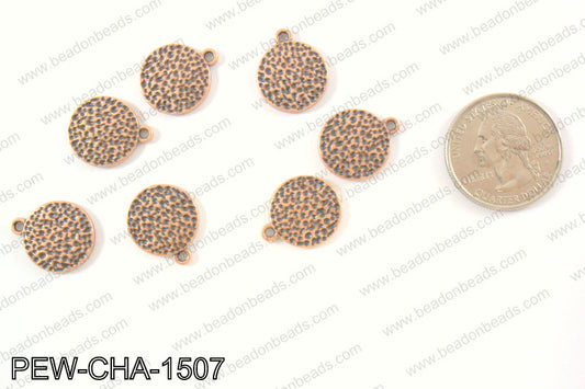 Pewter coin charms 15mm, copper PEW-CHA-1507