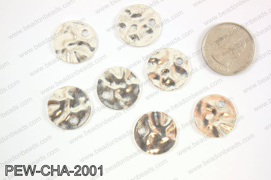 Pewter coin charms 20mm, silver PEW-CHA-2001