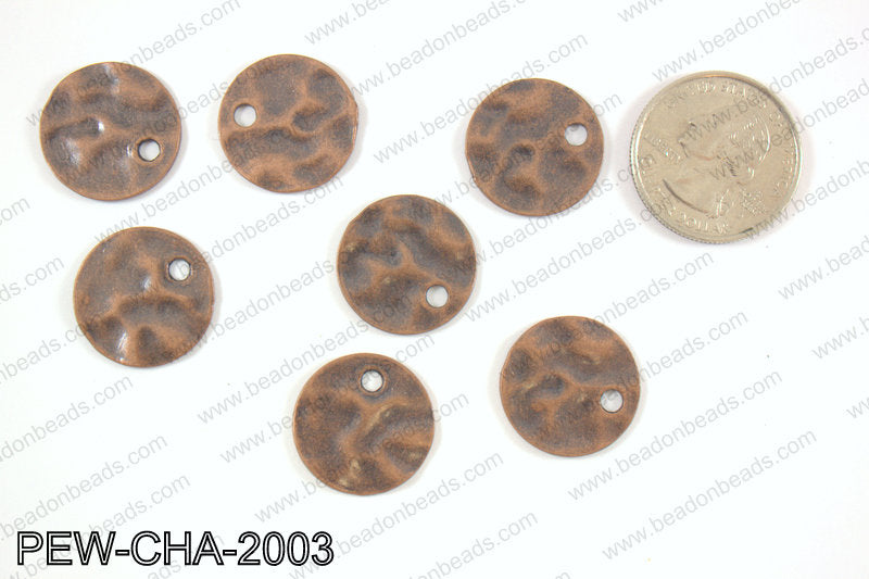 Pewter coin charms 20mm, copper PEW-CHA-2003