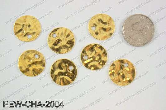 Pewter coin charms 20mm, gold PEW-CHA-2004