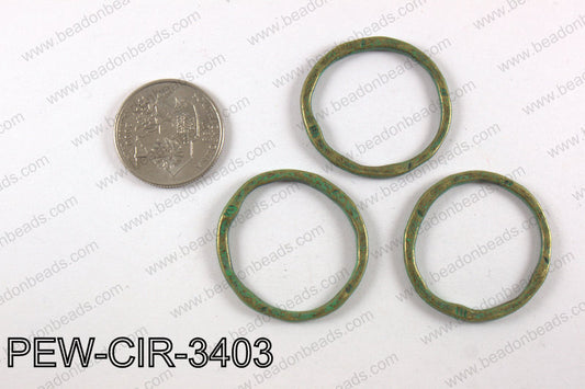 Pewter circle 34mm, patina finish PEW-CIR-3403