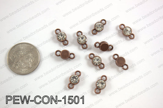 Pewter crystal connector 7x15mm, copper PEW-CON-1501
