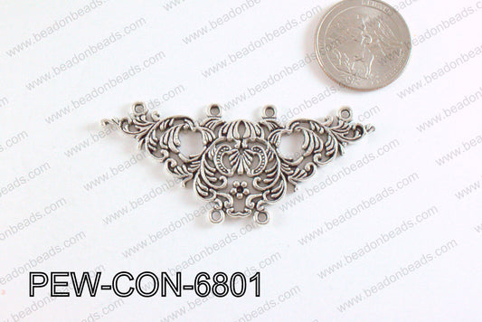 Pewter Connector Silver 30x68mm PEW-CON-6801