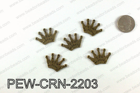 IAM BLESSED Crown Charms 22x32mm, Bronze PEW-CRN-2203