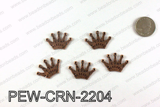 IAM BLESSED Crown Charms 22x32mm, Copper PEW-CRN-2204