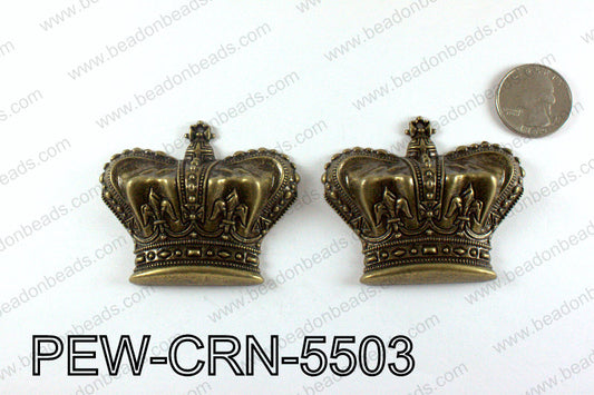 Pewter puff crowns 55x63mm, Bronze PEW-CRN-5503