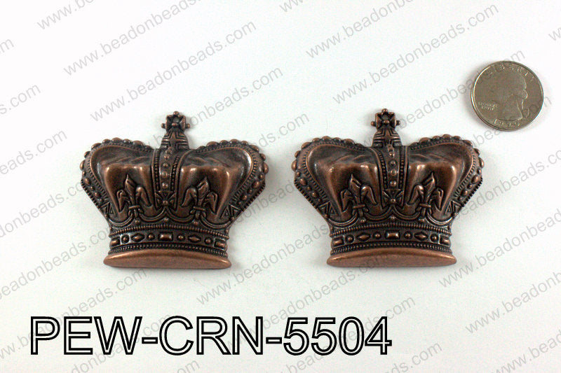 Pewter puff crowns 55x63mm, Copper PEW-CRN-5504