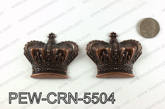 Pewter puff crowns 55x63mm, Copper PEW-CRN-5504