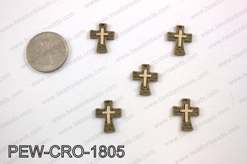 Pewter cross charms 18x14mm, bronze PEW-CRO-1805