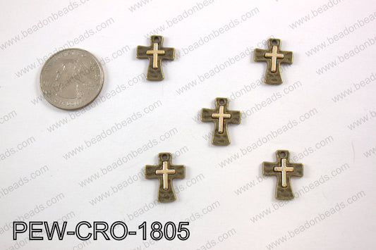 Pewter cross charms 18x14mm, bronze PEW-CRO-1805