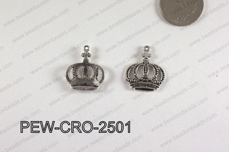 Pewter Crown Charm 20x25mm  silver PEW-CRO-2501
