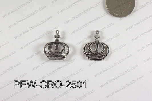 Pewter Crown Charm 20x25mm  silver PEW-CRO-2501