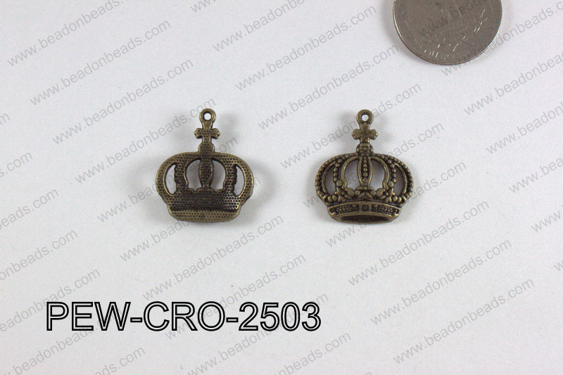 Pewter Crown Charm 20x25mm  bronze PEW-CRO-2503