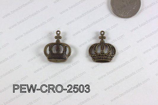 Pewter Crown Charm 20x25mm  bronze PEW-CRO-2503
