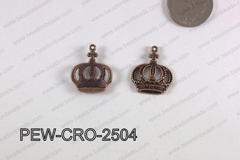 Pewter Crown Charm 20x25mm  copper PEW-CRO-2504