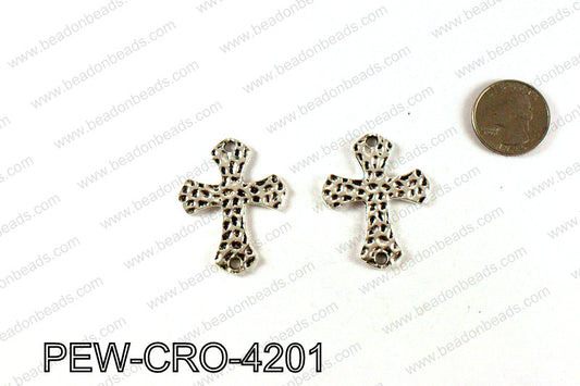 Pewter cross connector 42x33mm, Silver PEW-CRO-4201