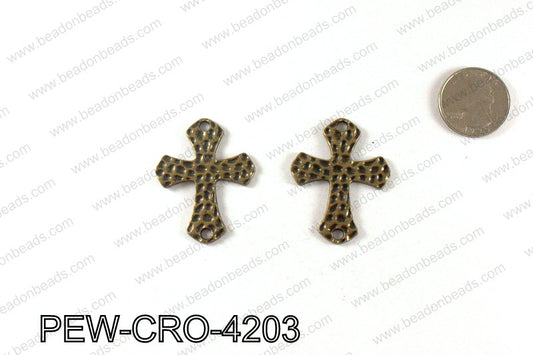 Pewter cross connector 42x33mm, Bronze PEW-CRO-4203