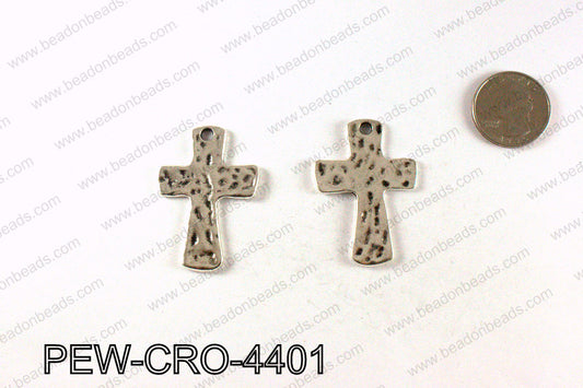 Pewter cross pendant 44x31mm, Silver PEW-CRO-4401