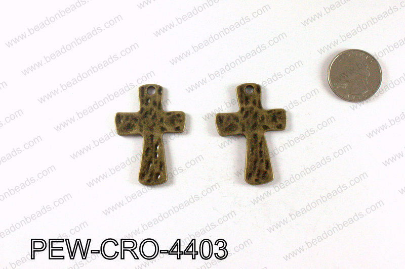 Pewter cross pendant 44x31mm, Bronze PEW-CRO-4403