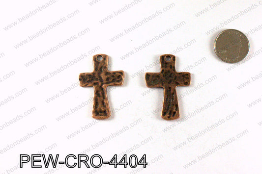 Pewter cross pendant 44x31mm, Copper PEW-CRO-4404