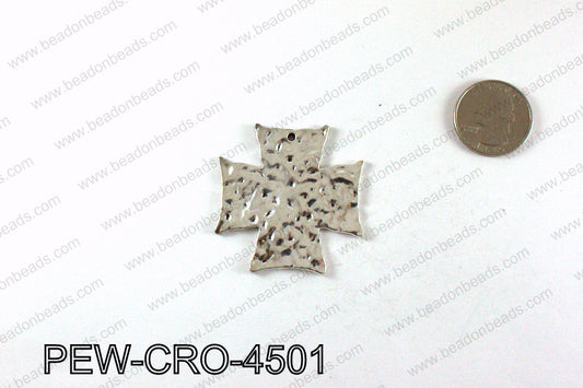 Pewter cross pendant 45x45mm, Silver PEW-CRO-4501