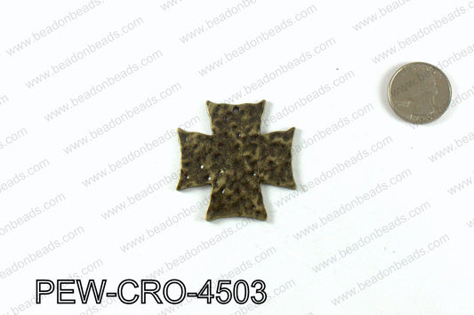 Pewter cross pendant 45x45mm, Bronze PEW-CRO-4503