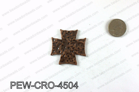 Pewter cross pendant 45x45mm, Copper PEW-CRO-4504