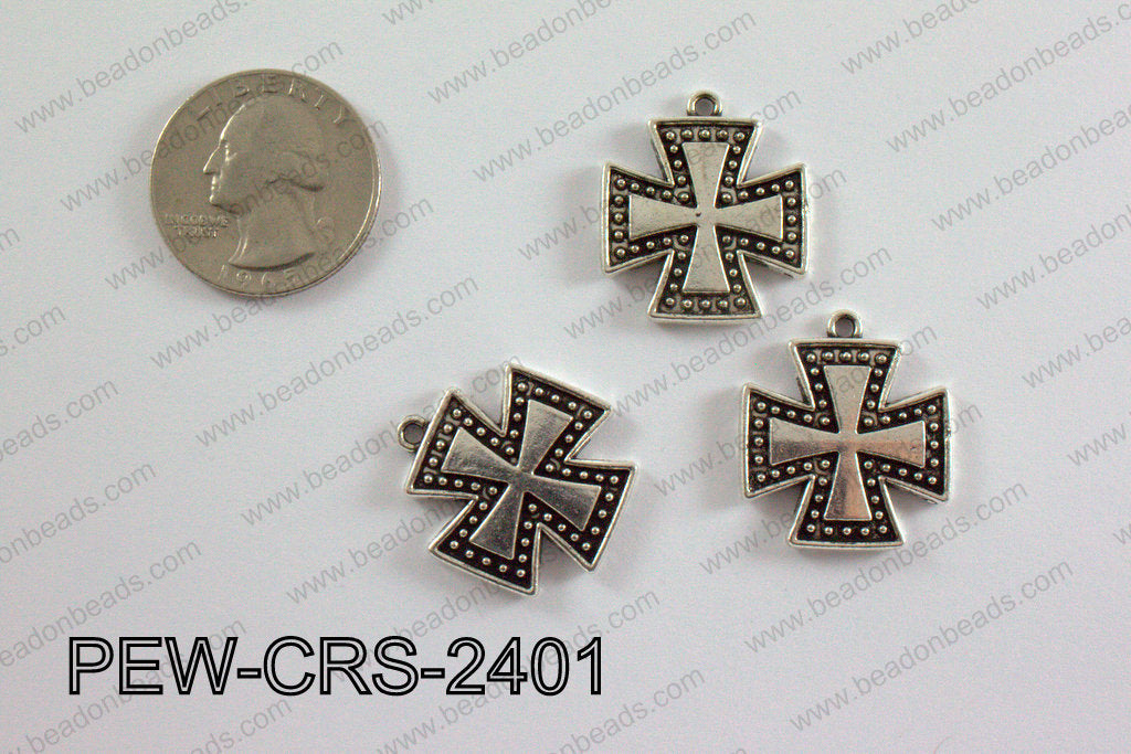 Pewter Cross silver 22mm x 24mm PEW-CRS-2401