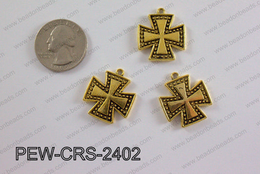Pewter Cross gold 22mm x 24mm PEW-CRS-2402