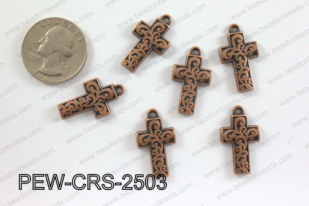 Pewter Cross copper 14mm x 25mm PEW-CRS-2503