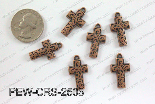 Pewter Cross copper 14mm x 25mm PEW-CRS-2503