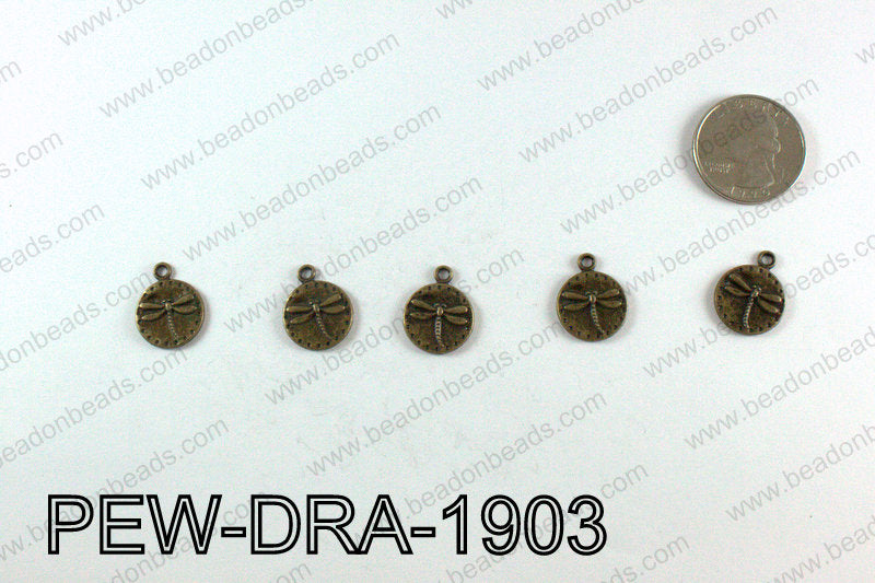 Pewter Dragonfly charms 19x15mm, Bronze PEW-DRA-1903