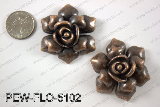 Pewter flower pendant 45x50 mm, copper PEW-FLO-5102