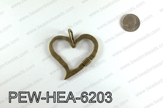 Pewter Heart Pendant, Bronze PEW-HEA-6203