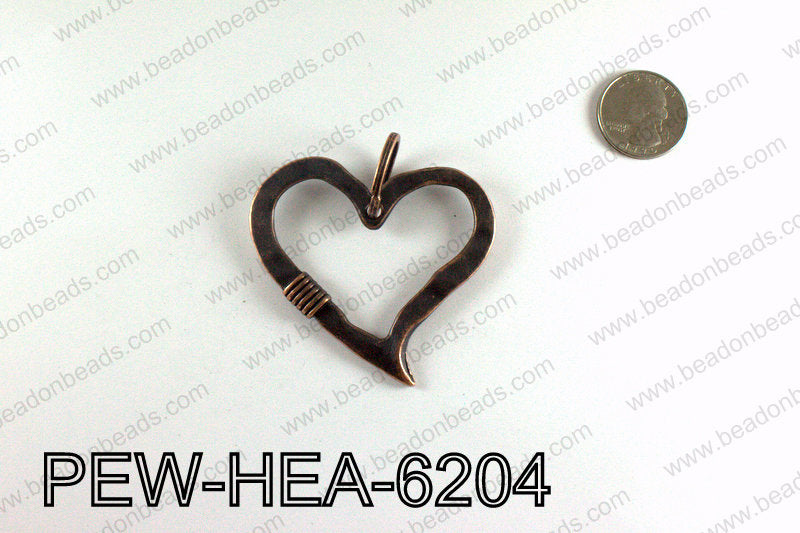 Pewter Heart Pendant, Copper PEW-HEA-6204