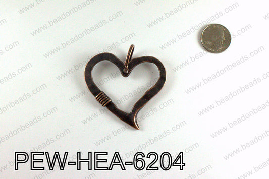 Pewter Heart Pendant, Copper PEW-HEA-6204