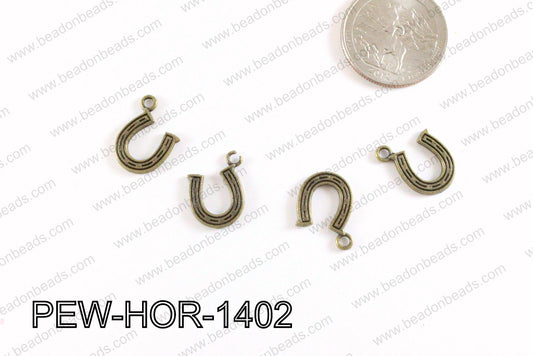 Pewter Horseshoe Charms Bronze 12x14mm PEW-HOR-1402