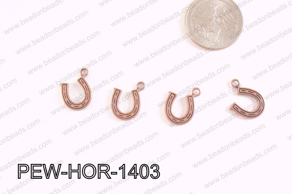 Pewter Horseshoe Charms Copper 12x14mm PEW-HOR-1403