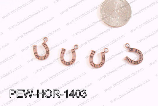 Pewter Horseshoe Charms Copper 12x14mm PEW-HOR-1403