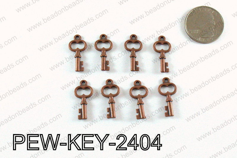 Key charm 24x11mm, Copper PEW-KEY-2404