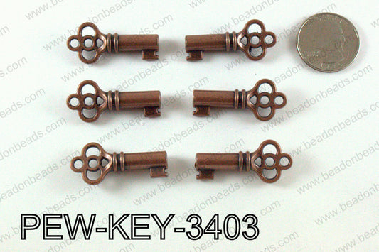 Key 34x15mm, Copper  PEW-KEY-3403