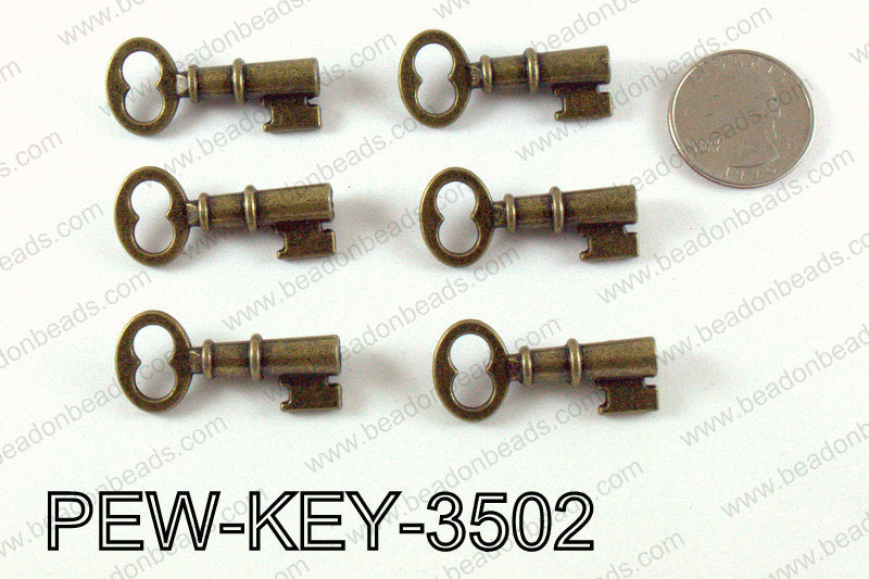 Key 35x16mm, Bronze  PEW-KEY-3502