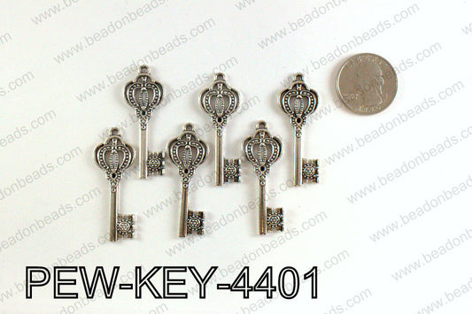Key Pendant 44x17mm, Silver PEW-KEY-4401