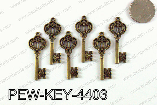 Key Pendant 44x17mm, Bronze PEW-KEY-4403