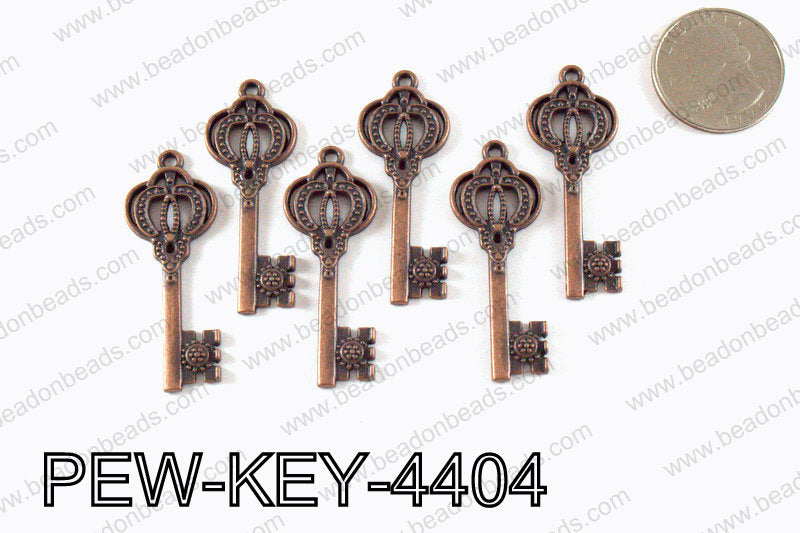 Key Pendant 44x17mm, Copper PEW-KEY-4404
