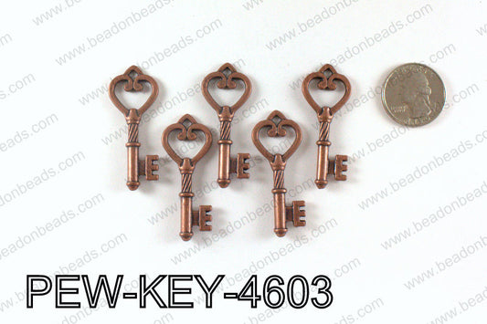 Key Pendant 46x19mm, Copper PEW-KEY-4603