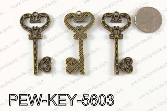 Key Pendant 56x27mm, Bronze PEW-KEY-5603