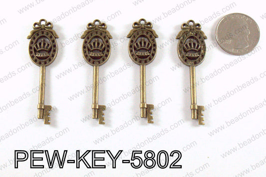 Key Pendant 58x17mm, Bronze PEW-KEY-5802