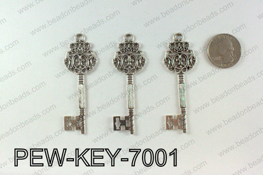 Key Pendant 70x23mm, Silver PEW-KEY-7001