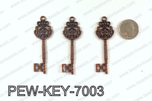 Key Pendant 70x23mm, Copper PEW-KEY-7003